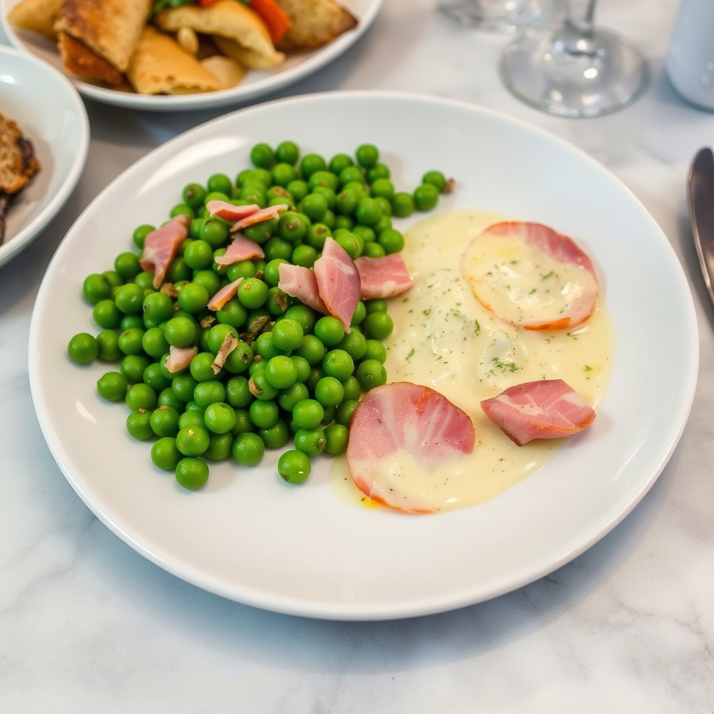 Guisantes con crema de setas