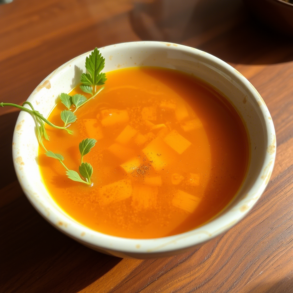 Caldo con hierbas y patatas